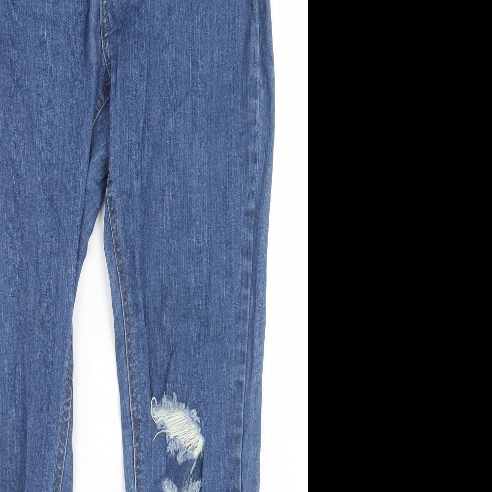 Pull&Bear Womens Blue  Cotton Skinny Jeans Size 28 in L26 in Regular Button