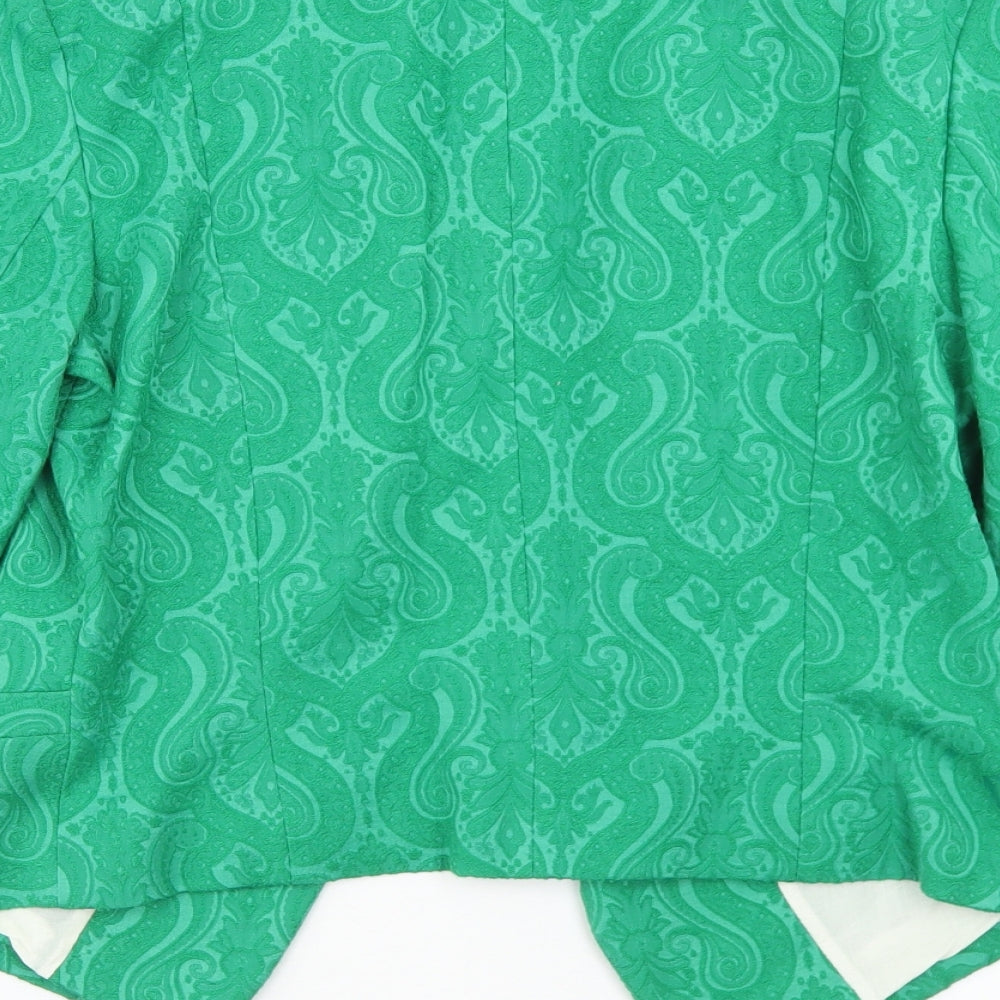 River Island Womens Green Paisley  Jacket Blazer Size 12