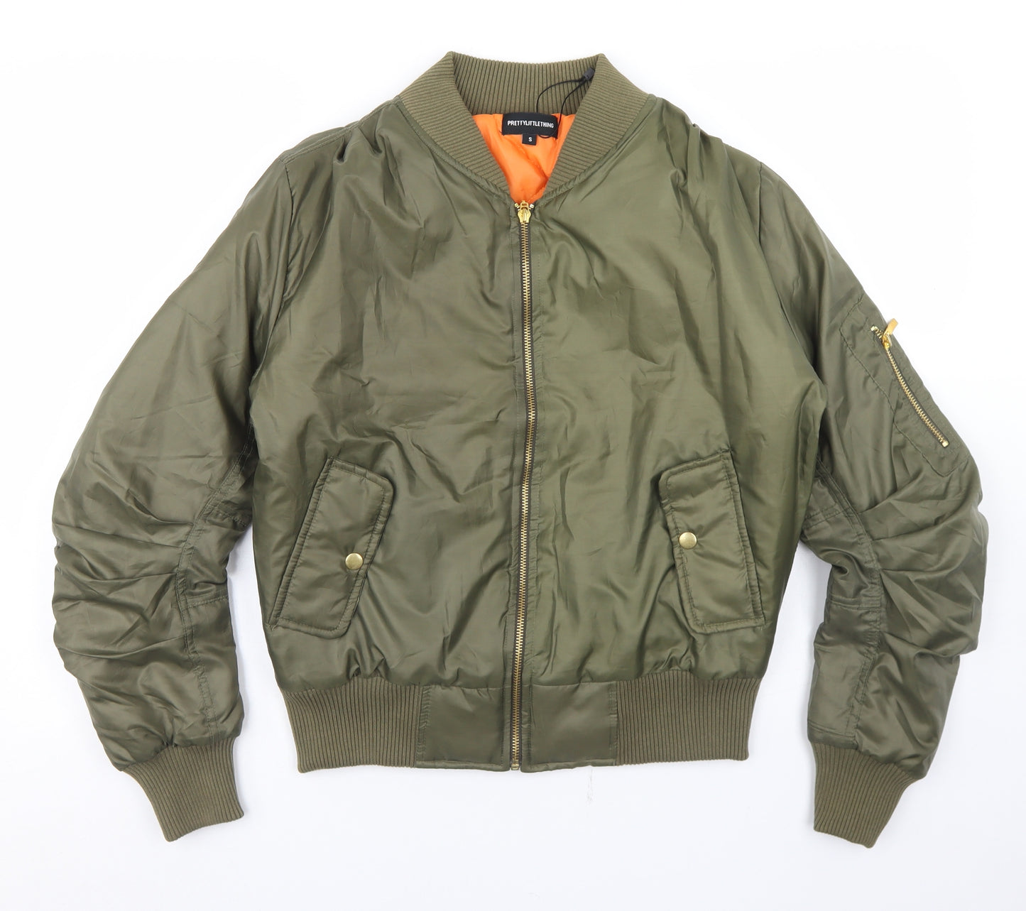 PRETTYLITTLETHING Womens Green   Bomber Jacket Jacket Size S  Zip