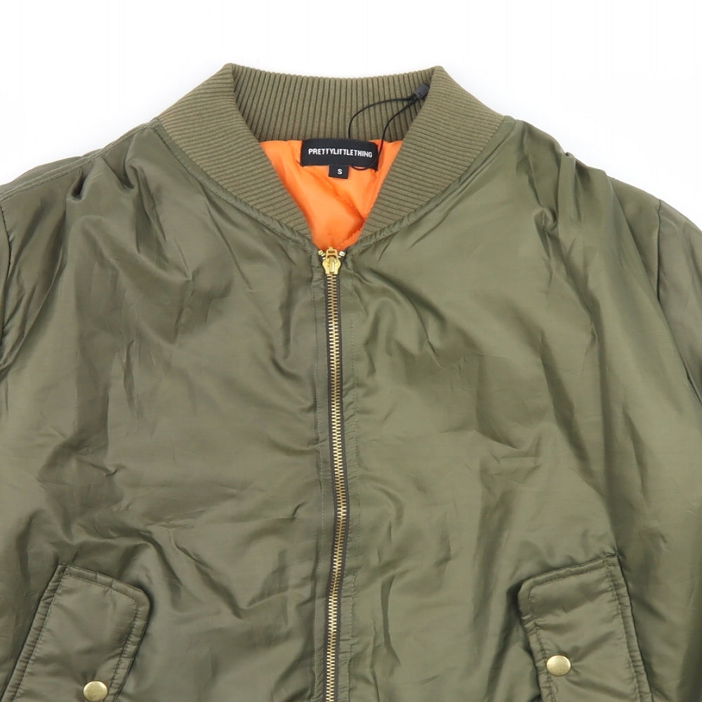 PRETTYLITTLETHING Womens Green   Bomber Jacket Jacket Size S  Zip