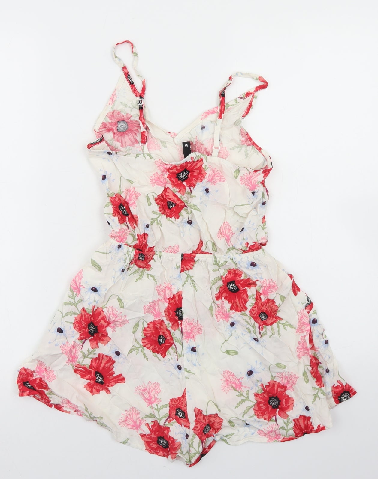 Divided Womens White Floral Viscose Playsuit One-Piece Size 6