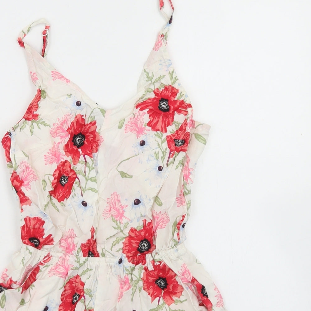 Divided Womens White Floral Viscose Playsuit One-Piece Size 6