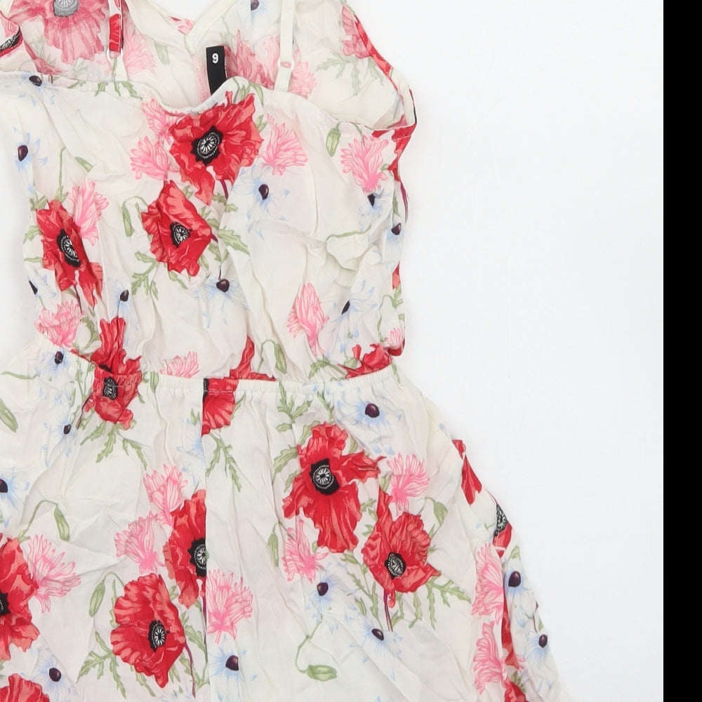 Divided Womens White Floral Viscose Playsuit One-Piece Size 6