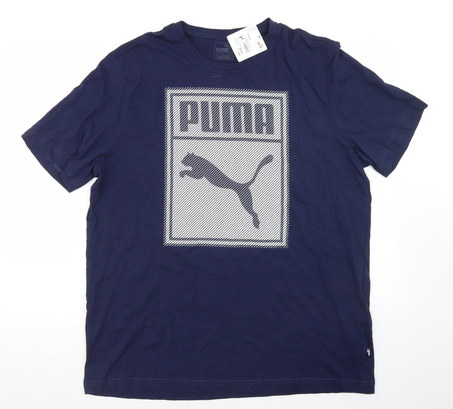 PUMA Mens Blue  Cotton  T-Shirt Size XL Crew Neck