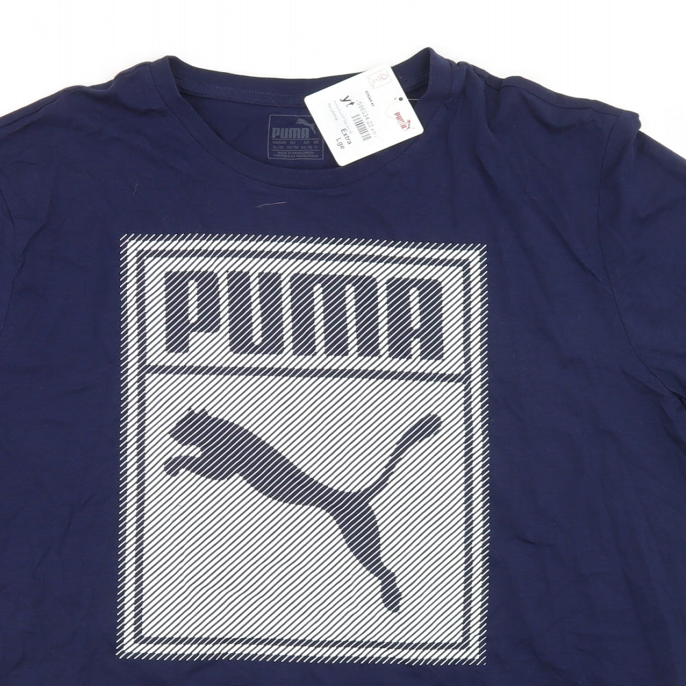 PUMA Mens Blue  Cotton  T-Shirt Size XL Crew Neck