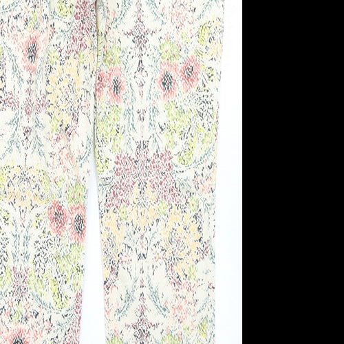 Zara Womens Multicoloured Floral Polyester Dress Pants Trousers Size 34 in L27 in Regular Hook & Eye