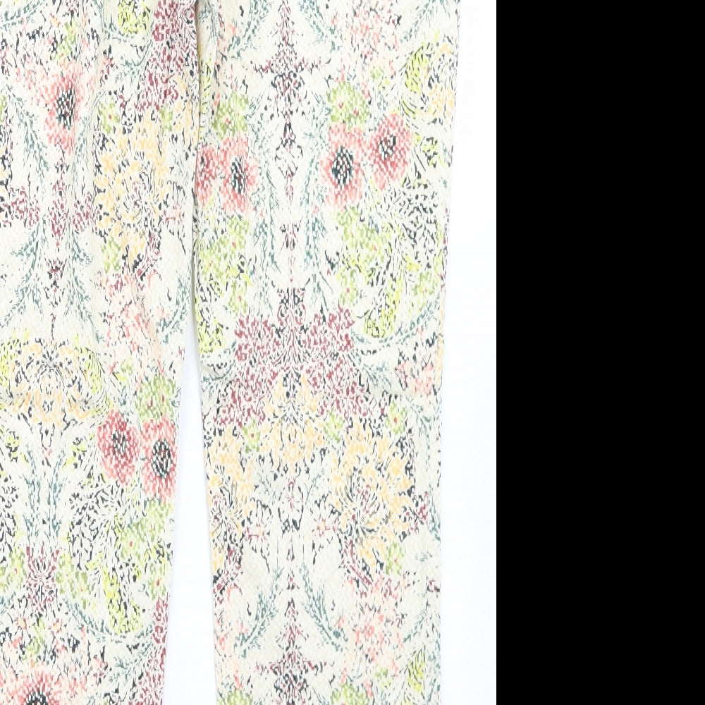 Zara Womens Multicoloured Floral Polyester Dress Pants Trousers Size 34 in L27 in Regular Hook & Eye