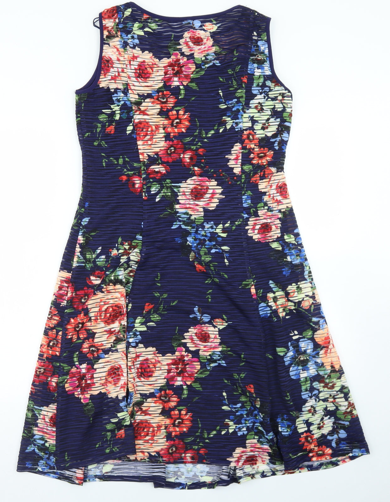 Ronni Nicole Womens Blue Floral Polyester Fit & Flare  Size 12  Round Neck