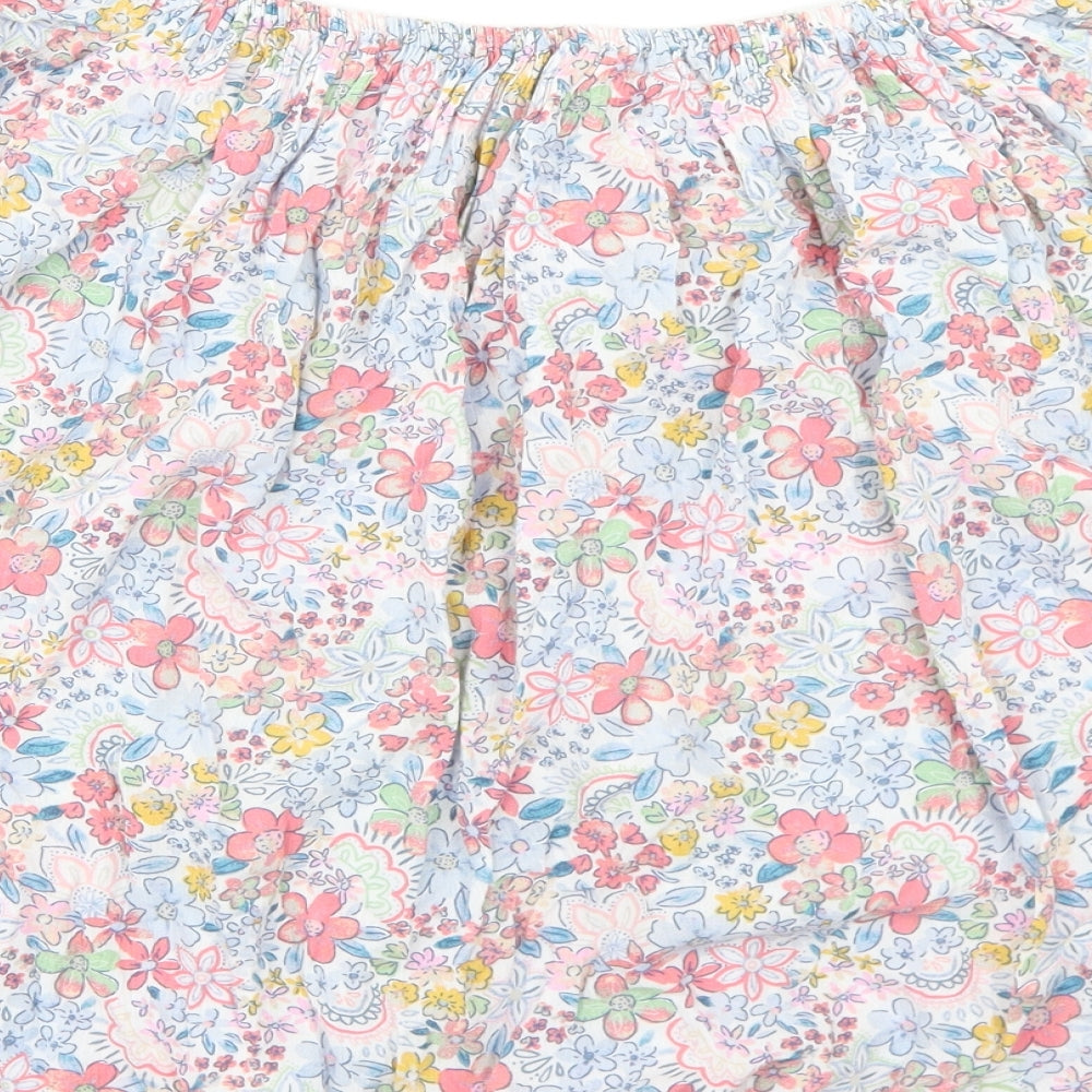 TU Womens Blue Floral Viscose Basic Blouse Size 14 Off the Shoulder