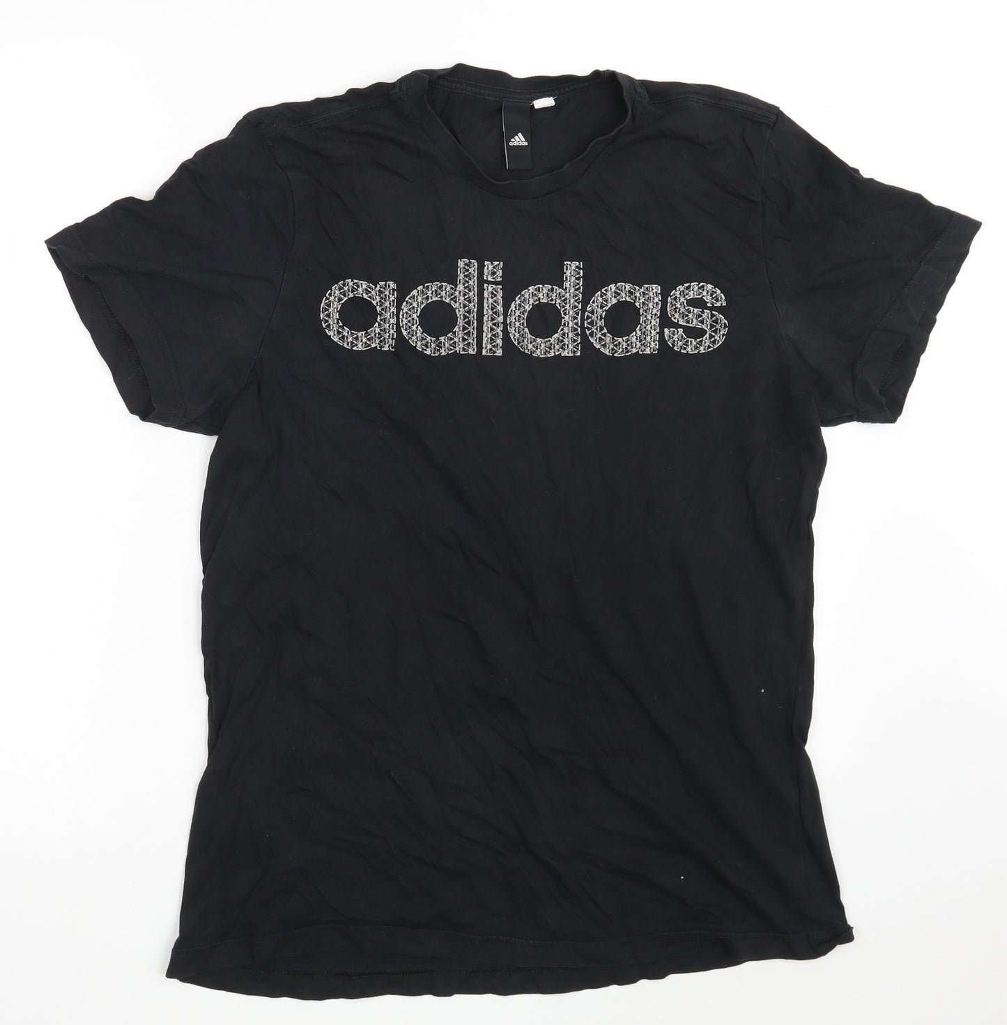 adidas Mens Black  Cotton  T-Shirt Size M Round Neck