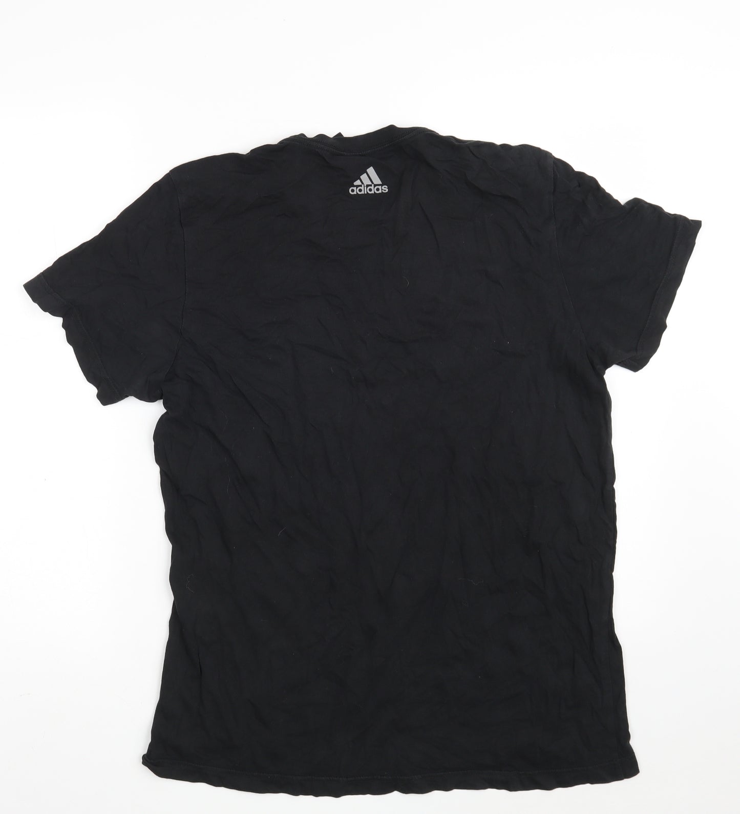 adidas Mens Black  Cotton  T-Shirt Size M Round Neck