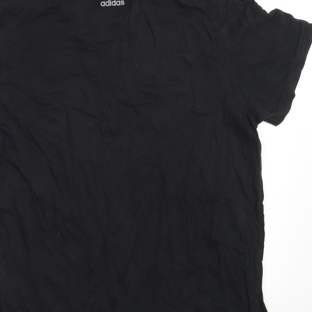 adidas Mens Black  Cotton  T-Shirt Size M Round Neck