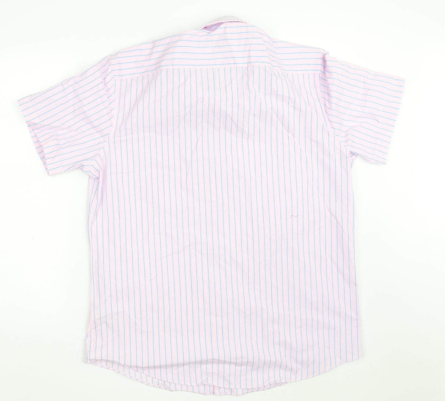 Dunnes Stores Mens Pink Striped Cotton  Button-Up Size XL Collared Button