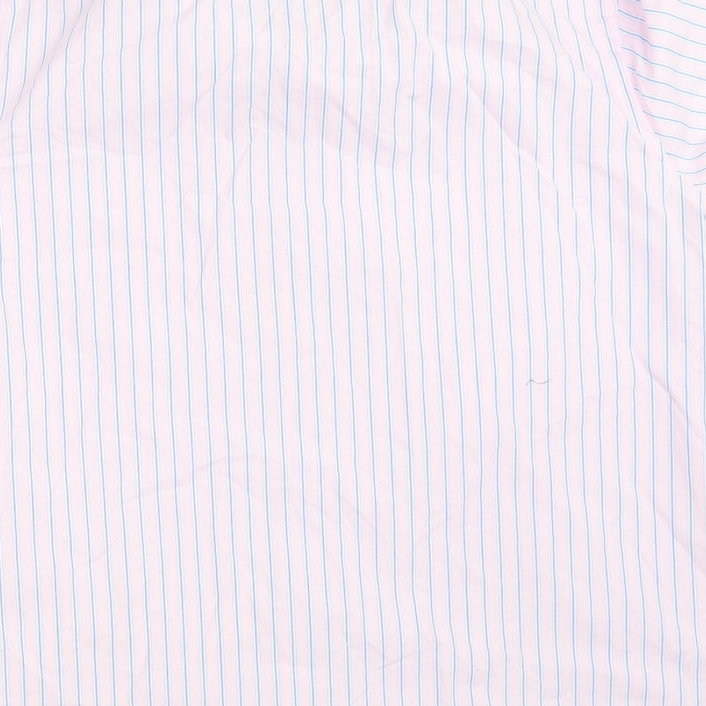 Dunnes Stores Mens Pink Striped Cotton  Button-Up Size XL Collared Button