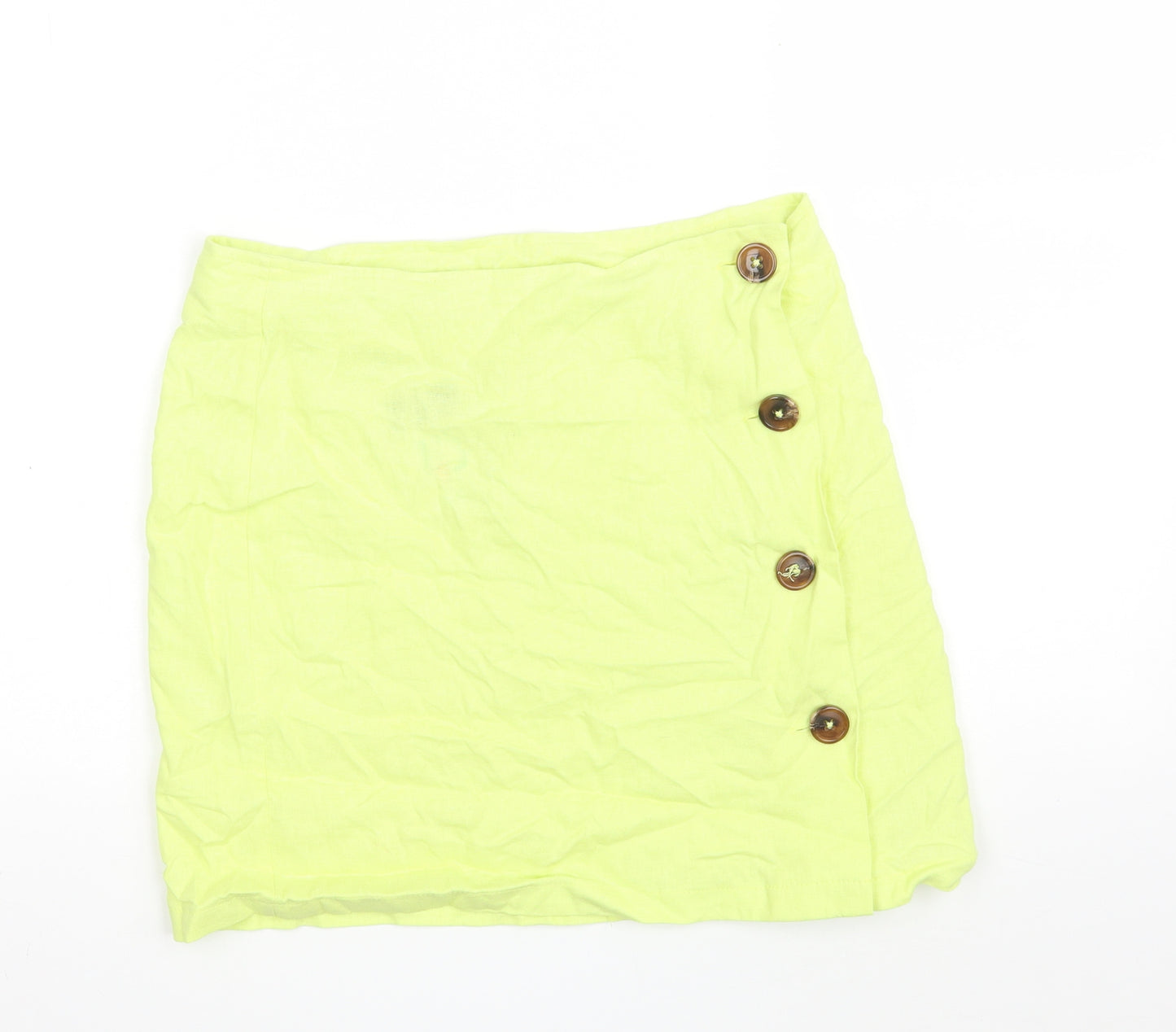 Primark Womens Green  Linen Mini Set Size 10   Button