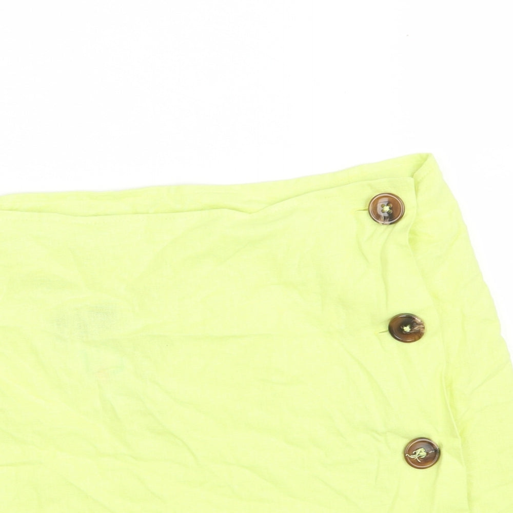 Primark Womens Green  Linen Mini Set Size 10   Button