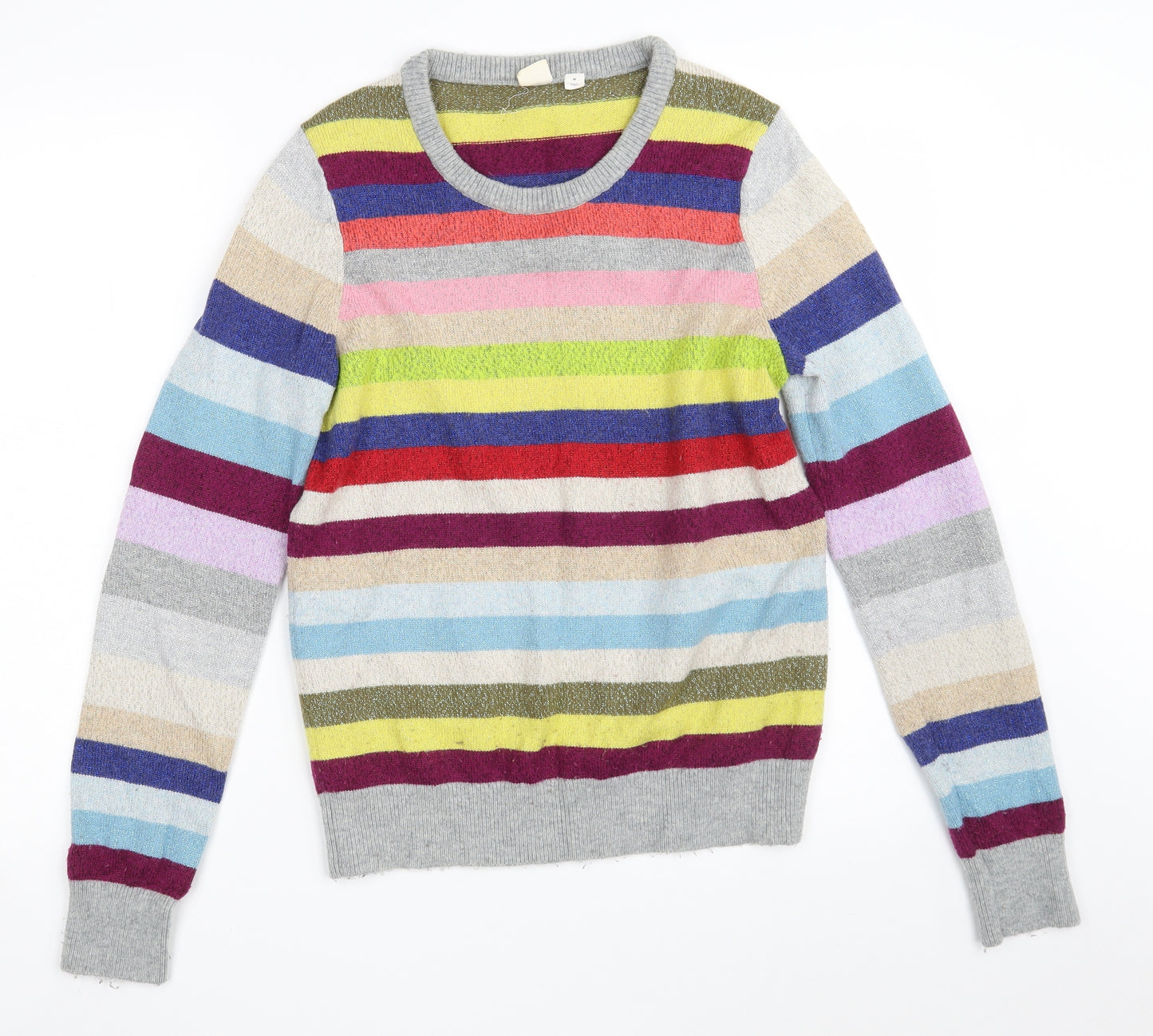 Gap Womens Multicoloured Round Neck Striped Wool Pullover Jumper Size M