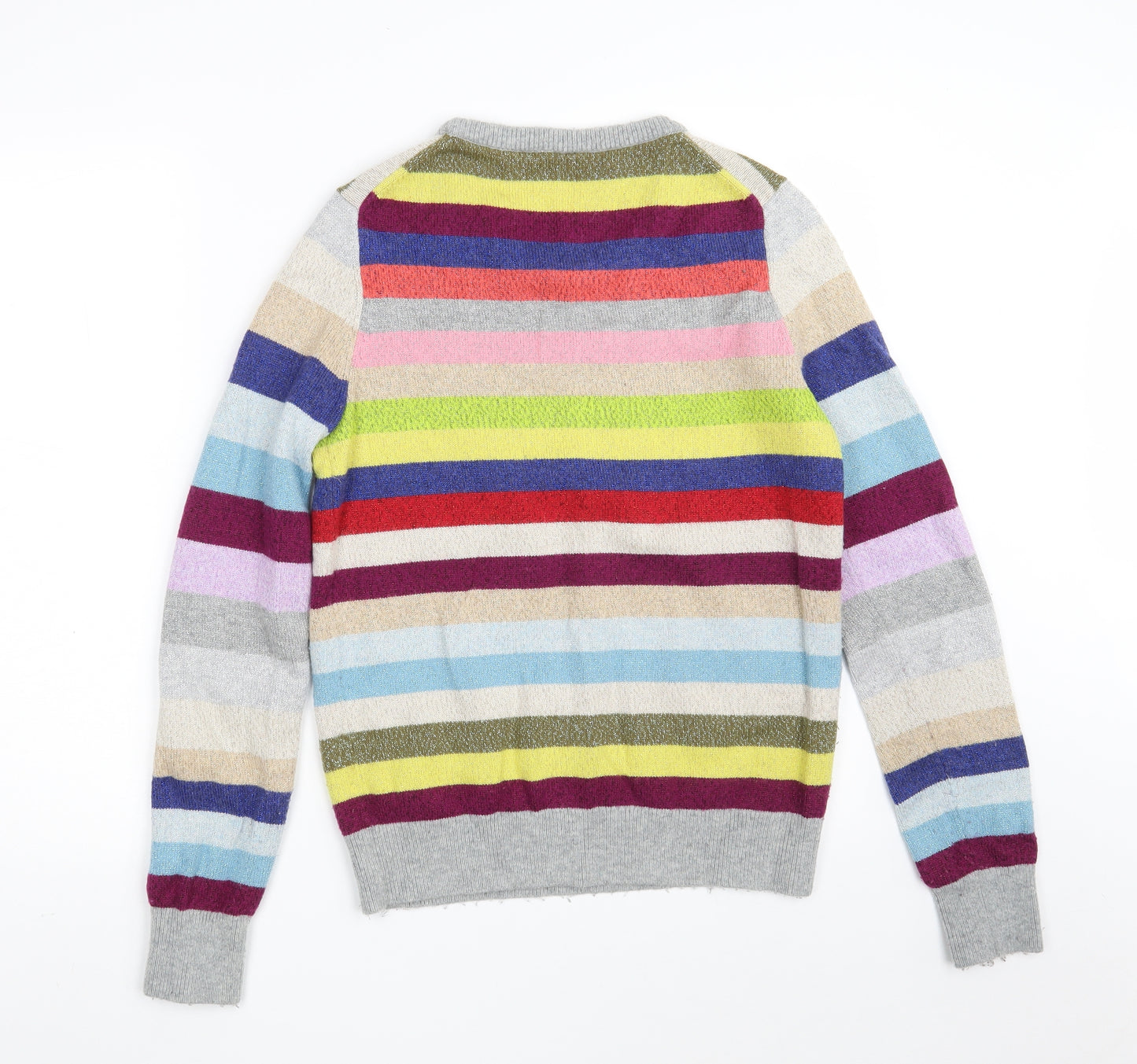 Gap Womens Multicoloured Round Neck Striped Wool Pullover Jumper Size M