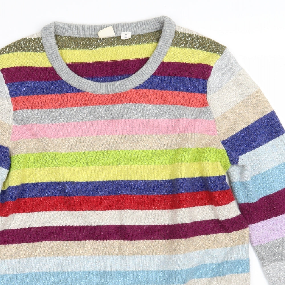 Gap Womens Multicoloured Round Neck Striped Wool Pullover Jumper Size M