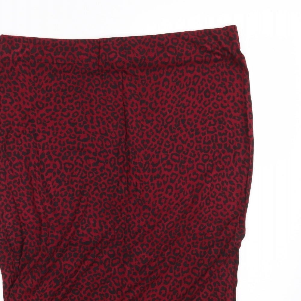 Dorothy Perkins Womens Red Animal Print Viscose Straight & Pencil Skirt Size 12