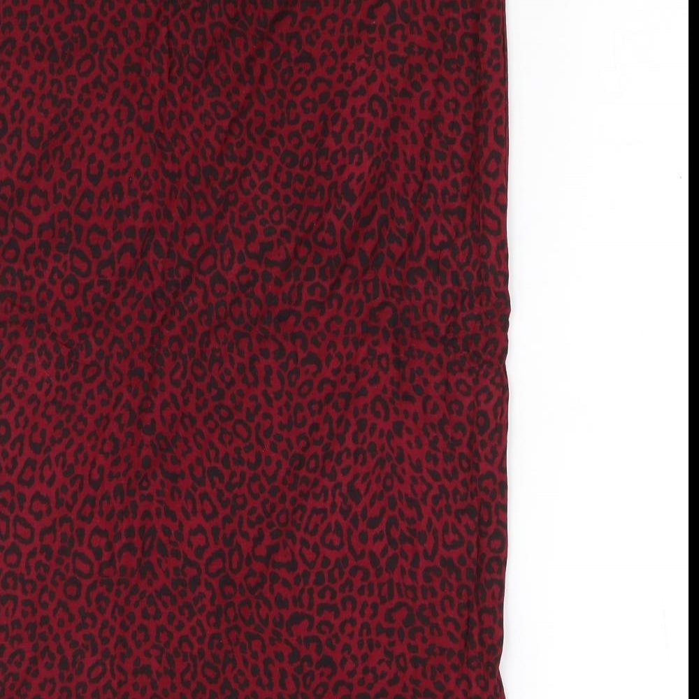 Dorothy Perkins Womens Red Animal Print Viscose Straight & Pencil Skirt Size 12