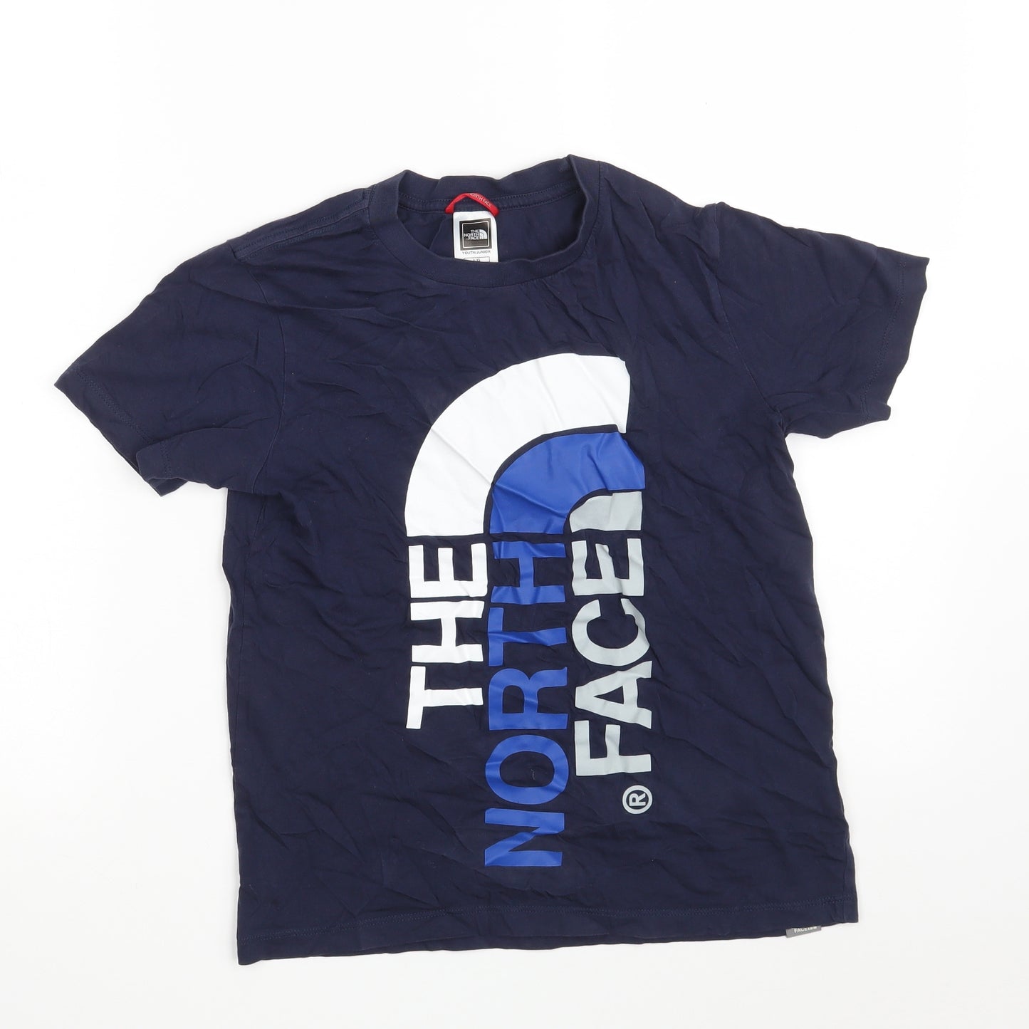 The North Face Boys Blue  100% Cotton Basic T-Shirt Size L Round Neck