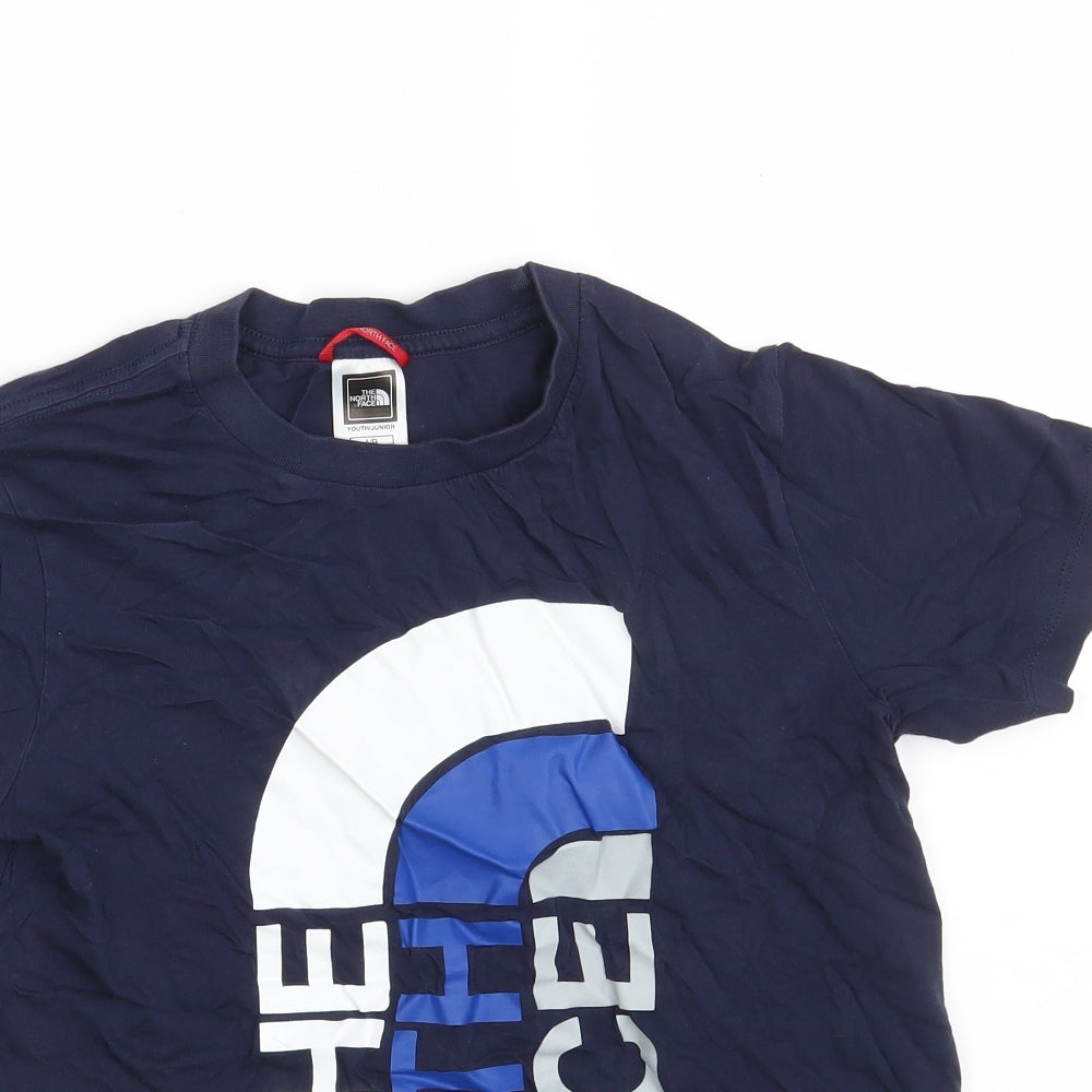 The North Face Boys Blue  100% Cotton Basic T-Shirt Size L Round Neck