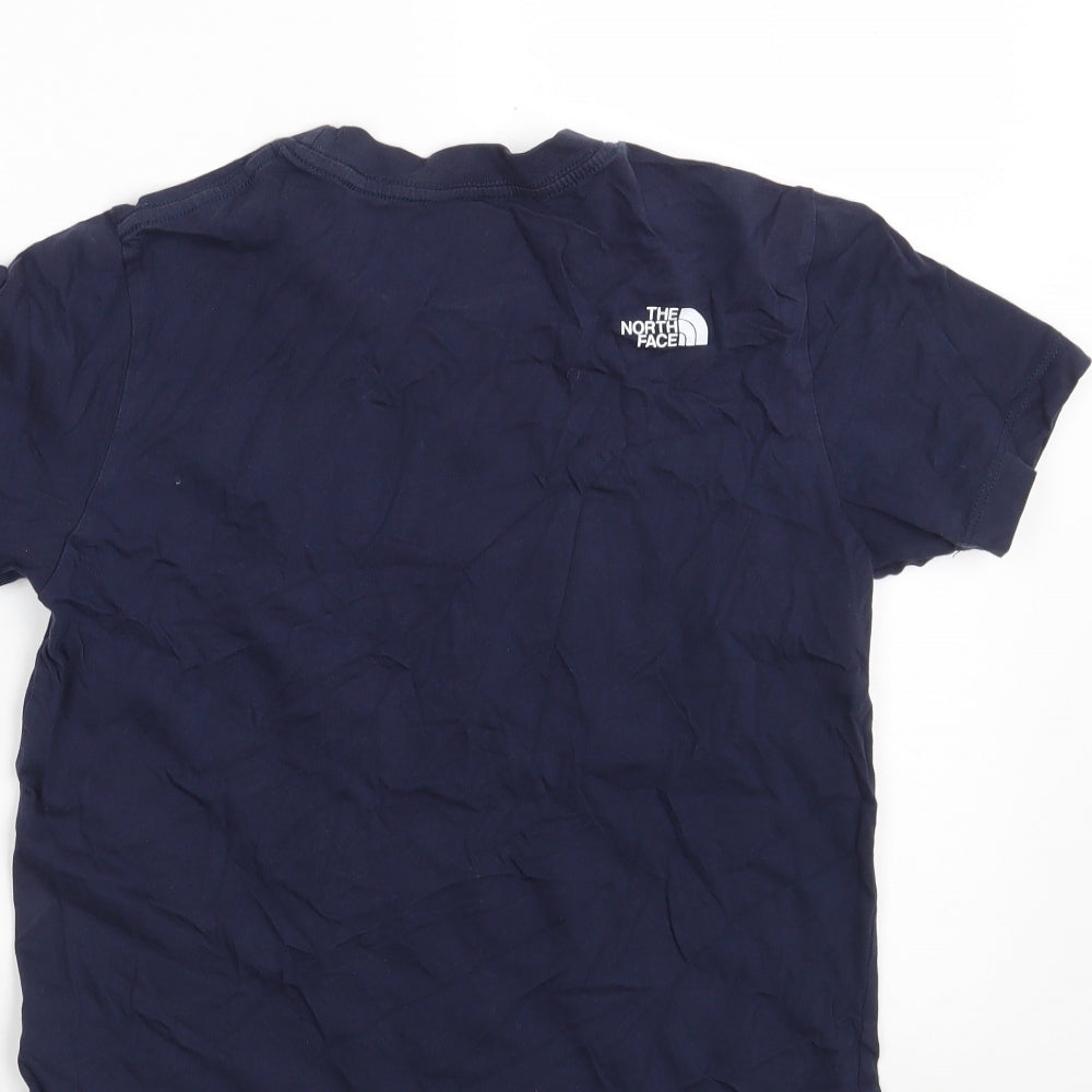 The North Face Boys Blue  100% Cotton Basic T-Shirt Size L Round Neck