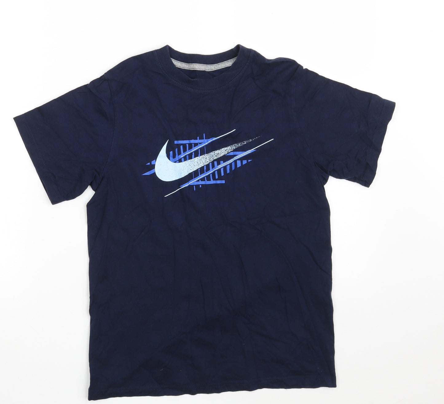 Nike Boys Blue  Cotton Basic T-Shirt Size 10-11 Years Round Neck