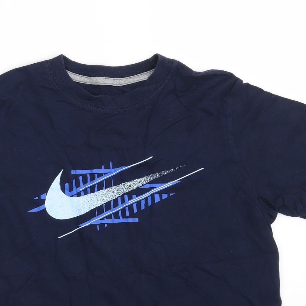 Nike Boys Blue  Cotton Basic T-Shirt Size 10-11 Years Round Neck