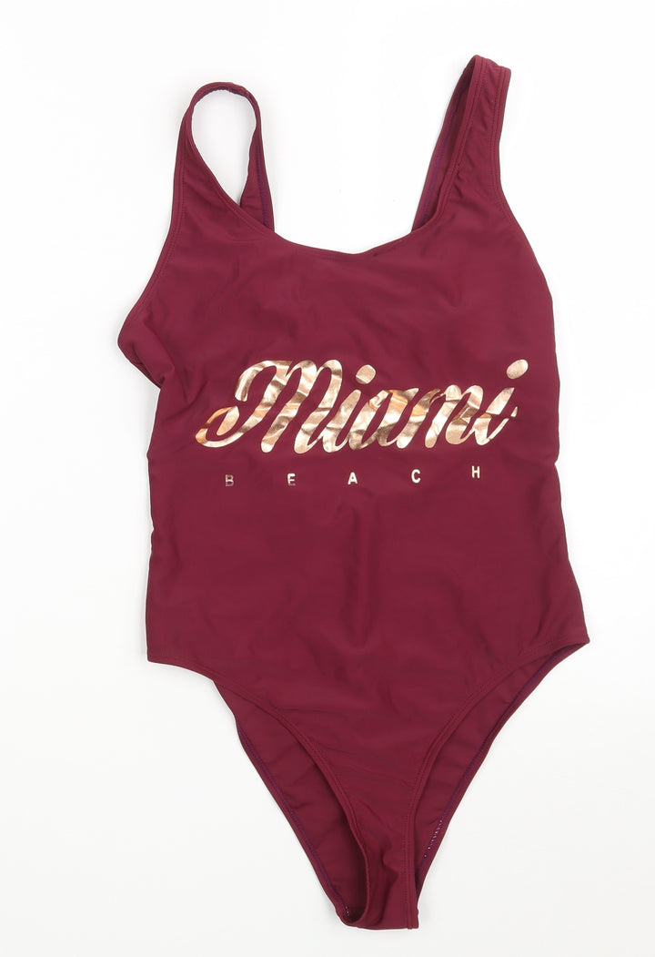 Primark Womens Red Polyamide Bodysuit One-Piece Size 12 - Miami Beach