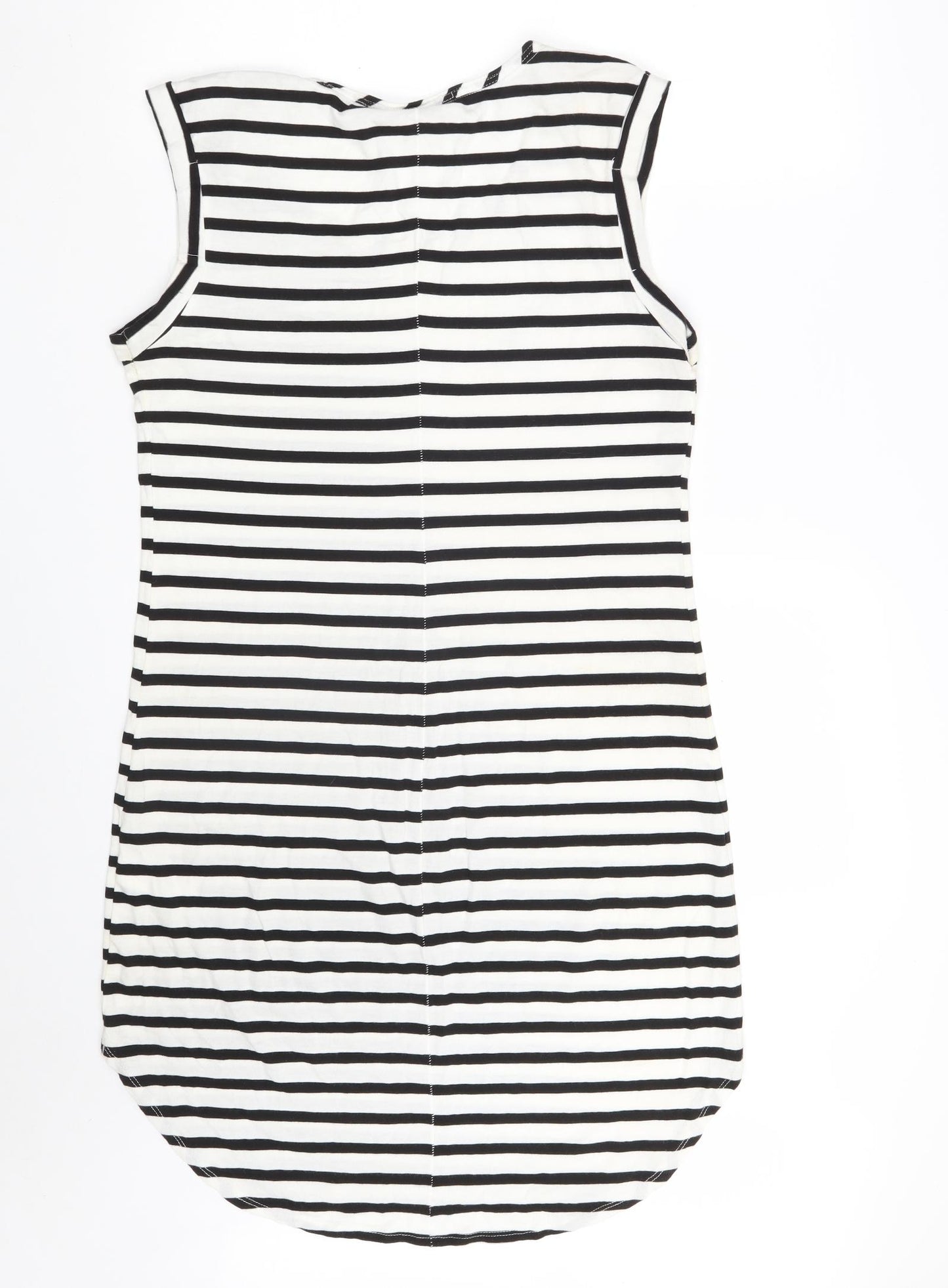 H&M Womens White Striped Cotton Basic T-Shirt Size M Scoop Neck