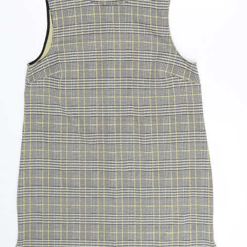 Dorothy Perkins Womens Grey Check Polyester Basic Blouse Size 14 Round Neck