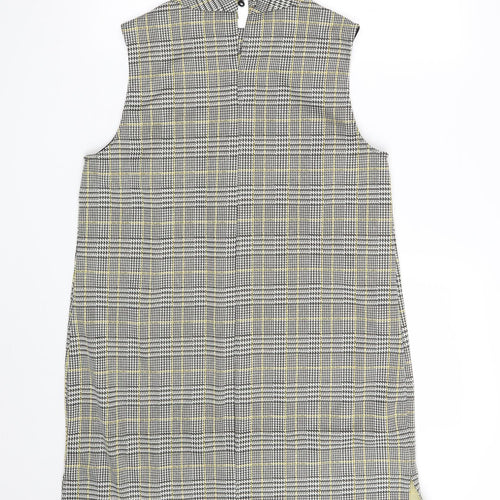 Dorothy Perkins Womens Grey Check Polyester Basic Blouse Size 14 Round Neck