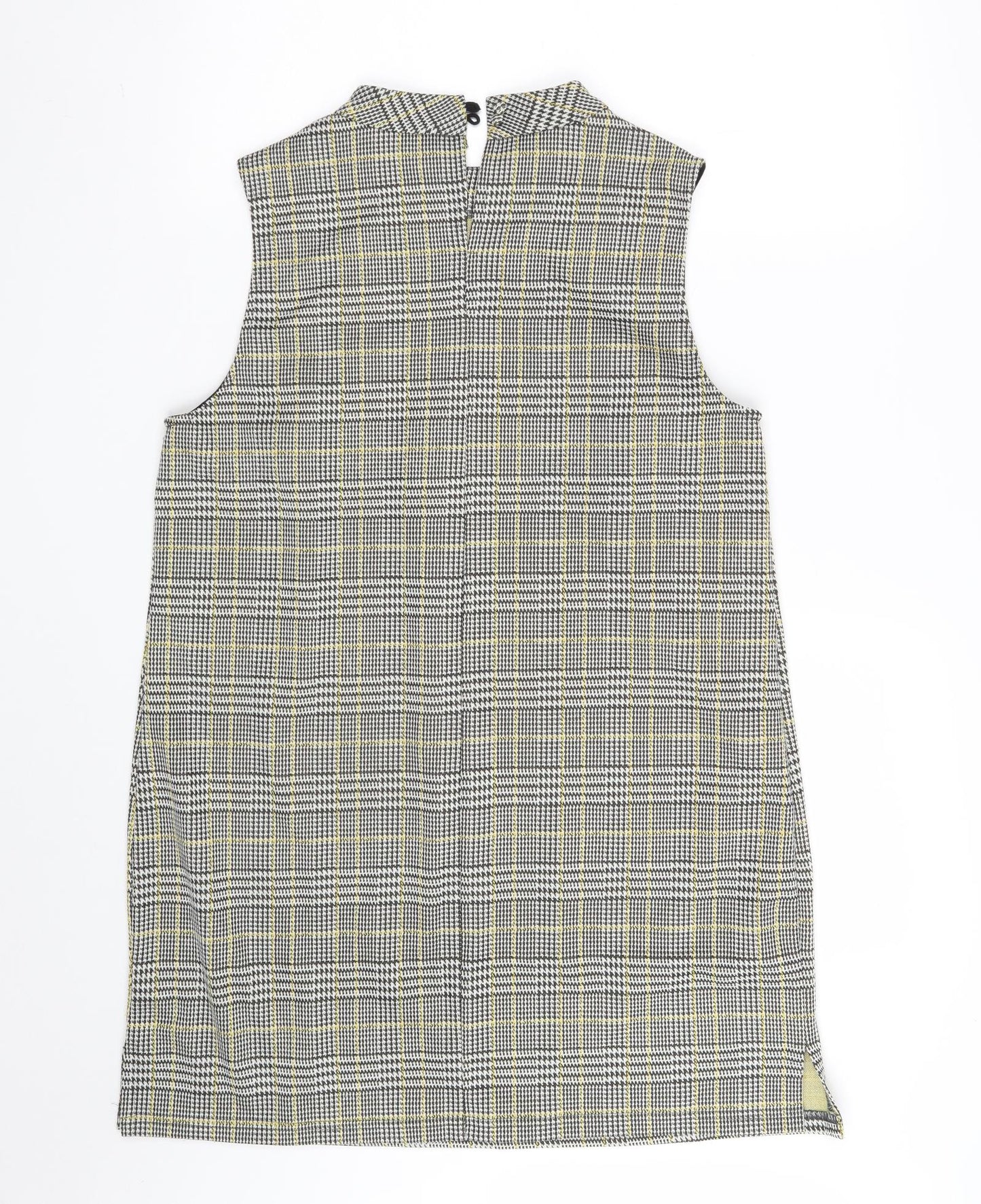 Dorothy Perkins Womens Grey Check Polyester Basic Blouse Size 14 Round Neck