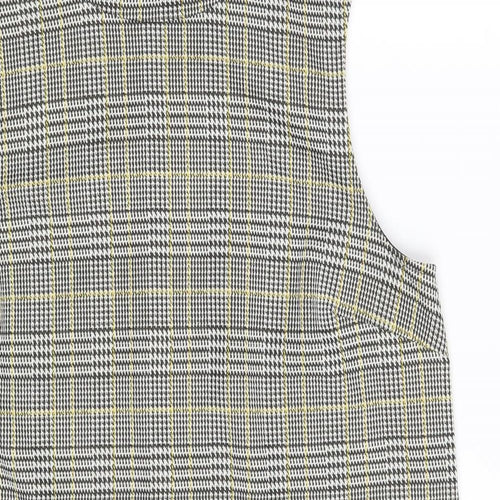 Dorothy Perkins Womens Grey Check Polyester Basic Blouse Size 14 Round Neck