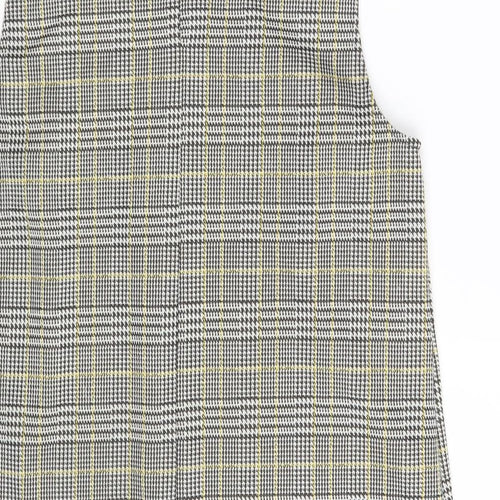 Dorothy Perkins Womens Grey Check Polyester Basic Blouse Size 14 Round Neck