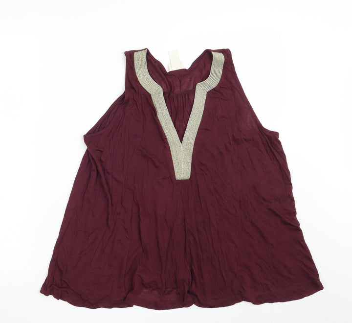 H&M Womens Purple  Lyocell Basic Blouse Size M V-Neck