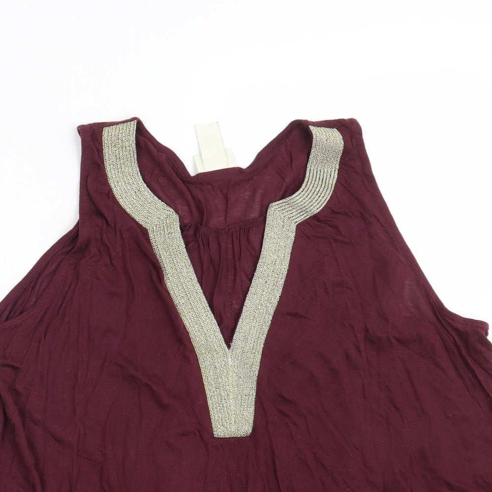 H&M Womens Purple  Lyocell Basic Blouse Size M V-Neck