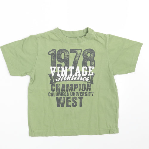 Matalan Boys Green  100% Cotton Basic T-Shirt Size 4-5 Years Round Neck  - Vintage Athletics