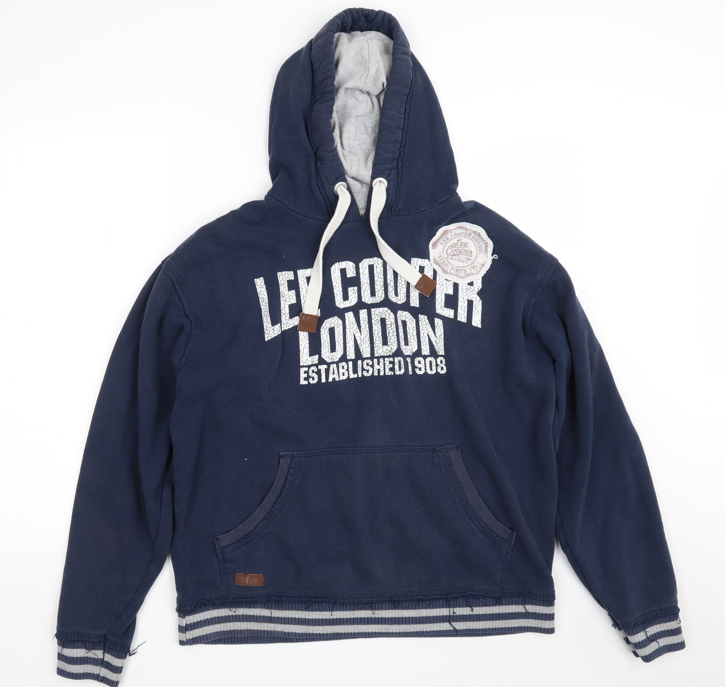 Lee Cooper Mens Blue  Cotton Pullover Hoodie Size M