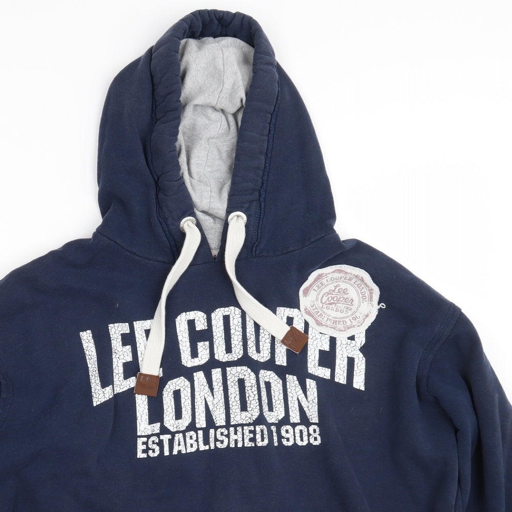 Lee Cooper Mens Blue  Cotton Pullover Hoodie Size M