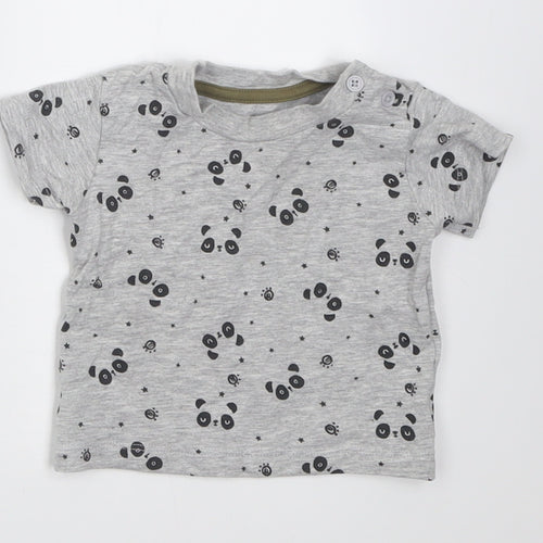 Matalan Boys Grey Geometric Cotton Basic T-Shirt Size 0-3 Months Crew Neck Pullover