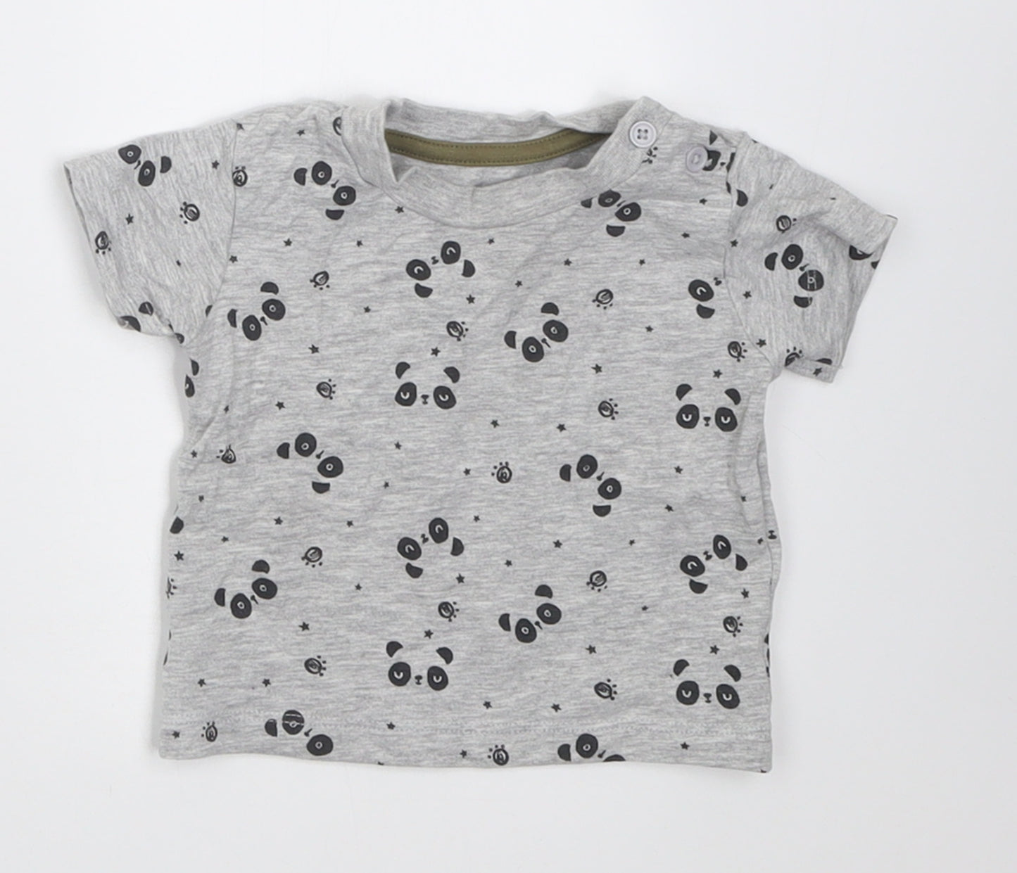 Matalan Boys Grey Geometric Cotton Basic T-Shirt Size 0-3 Months Crew Neck Pullover
