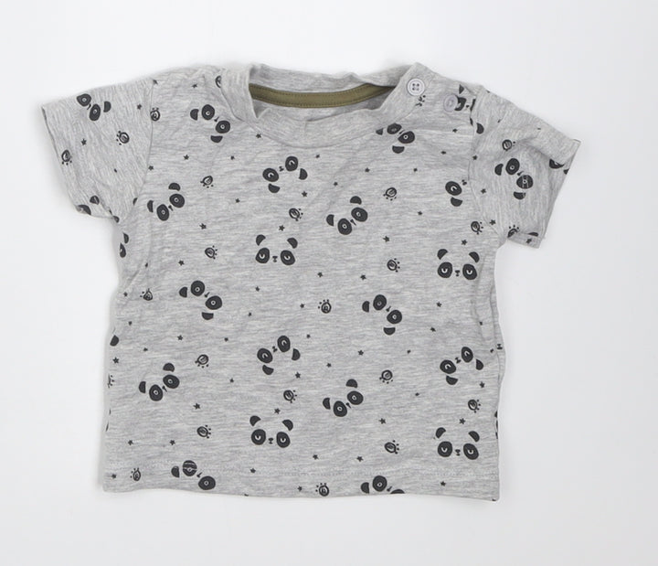 Matalan Boys Grey Geometric Cotton Basic T-Shirt Size 0-3 Months Crew Neck Pullover