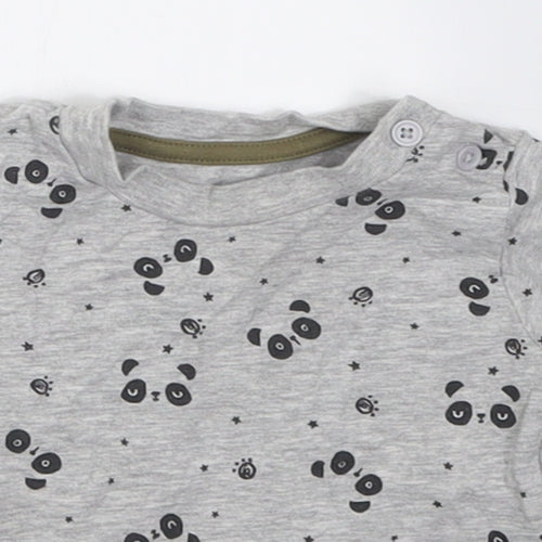 Matalan Boys Grey Geometric Cotton Basic T-Shirt Size 0-3 Months Crew Neck Pullover
