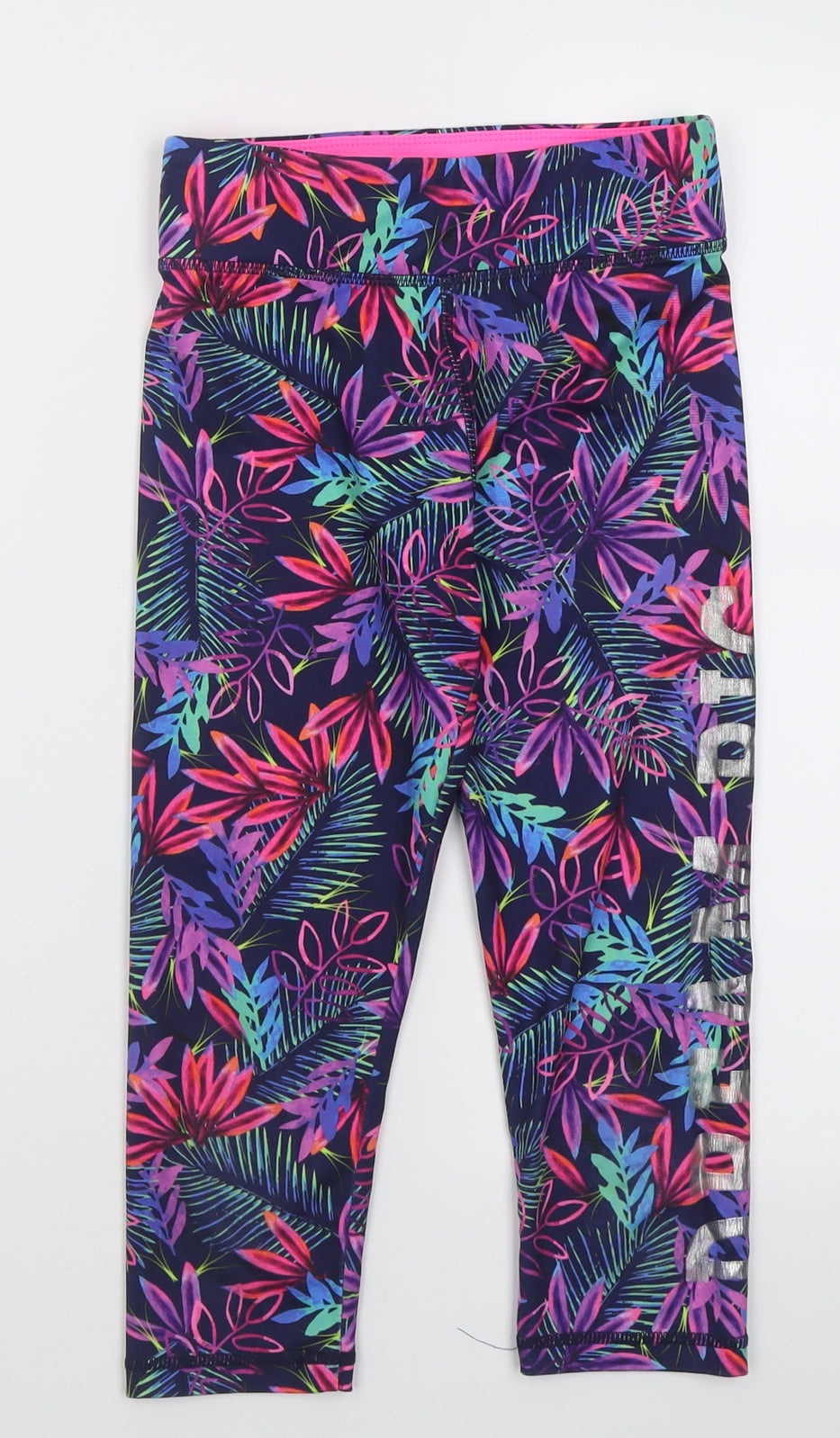 Dunnes Stores Girls Purple Floral Polyester Cropped Trousers Size 9-10 Years  Regular Pullover