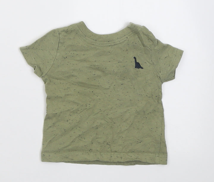 Peacocks Boys Green Cotton Basic T-Shirt Size 0-3 Months Crew Neck Button