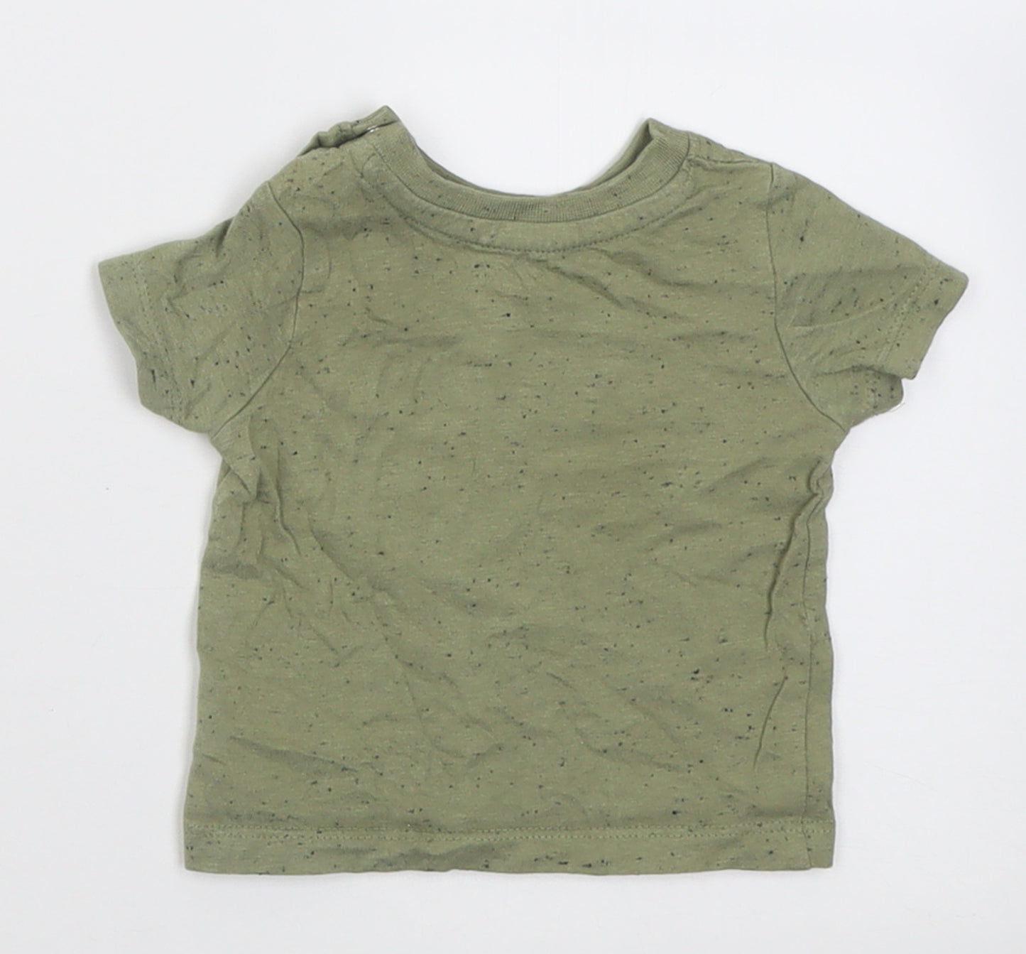 Peacocks Boys Green  Cotton Basic T-Shirt Size 0-3 Months Crew Neck Button