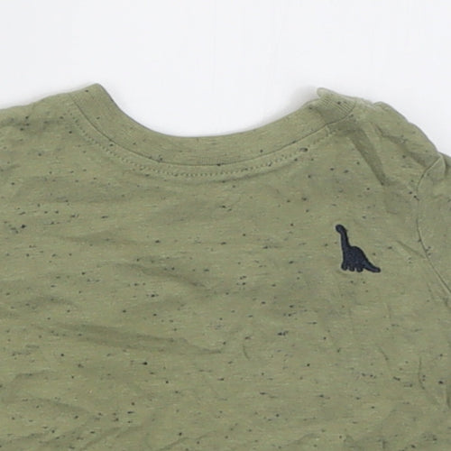 Peacocks Boys Green  Cotton Basic T-Shirt Size 0-3 Months Crew Neck Button